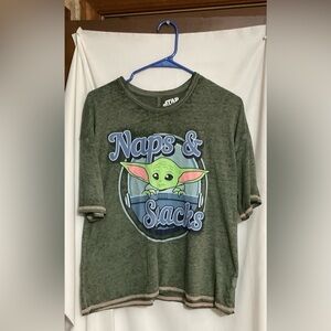 Star Wars:Grey thin Graphic pajama short sleeve top shirt baby yoda naps snacks